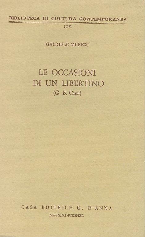 Le occasioni di un libertino - Gabriele Muresu - copertina