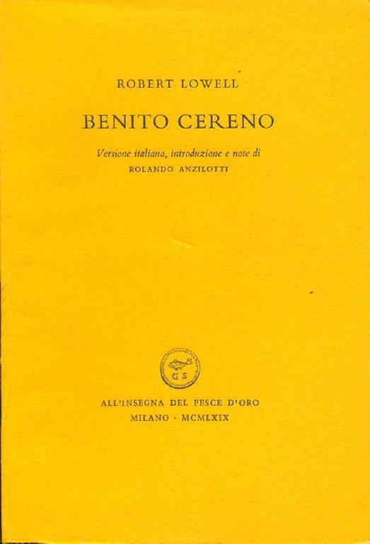 Benito Cereno - Robert Lowell - copertina