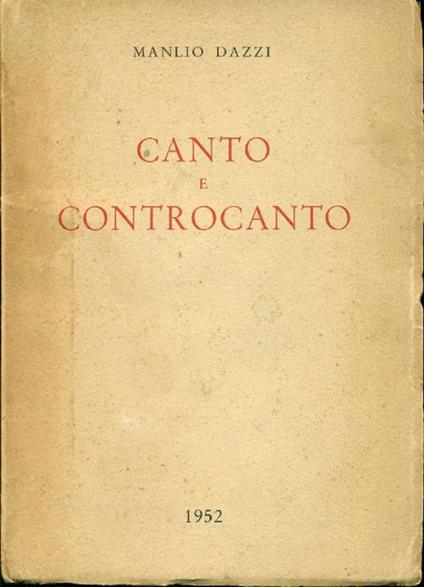 Canto e controcanto - Manlio Dazzi - copertina