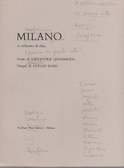 Milano in inchiostro di china - Salvatore Quasimodo - copertina