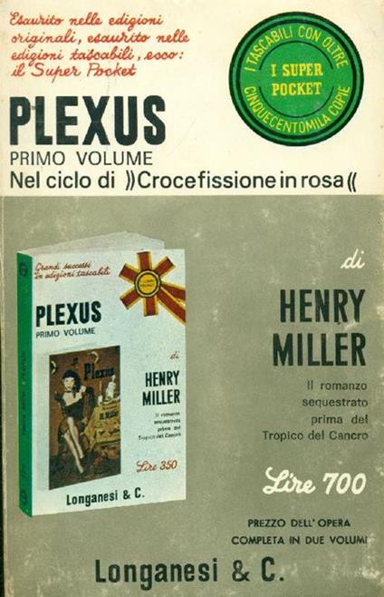 Plexus. Volume primo - Henry Miller - copertina