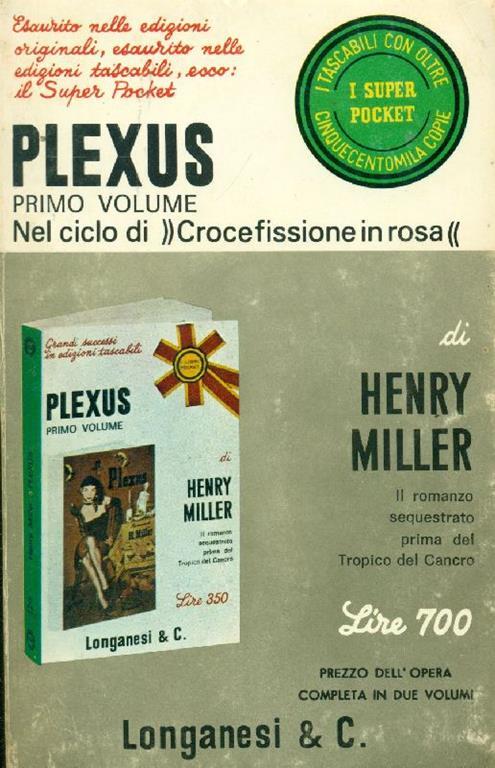 Plexus. Volume primo - Henry Miller - copertina