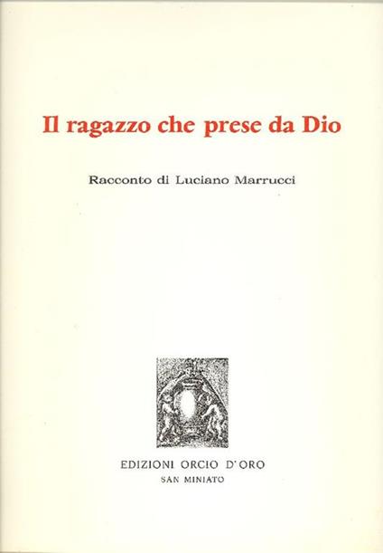 Il ragazzo che prese da Dio - Luciano Marrucci - copertina