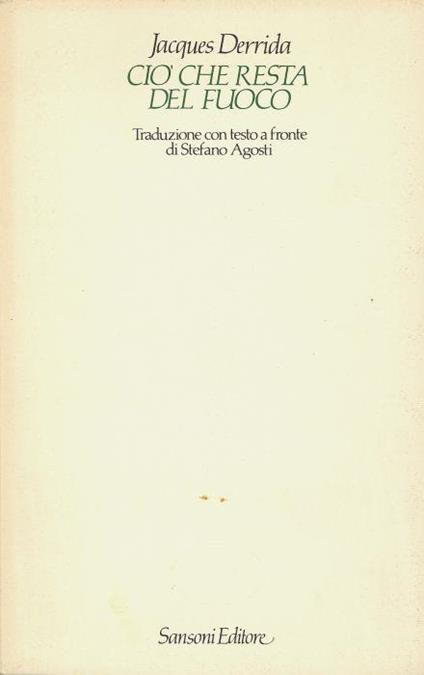 Ciò che resta del fuoco - Jacques Derrida - copertina