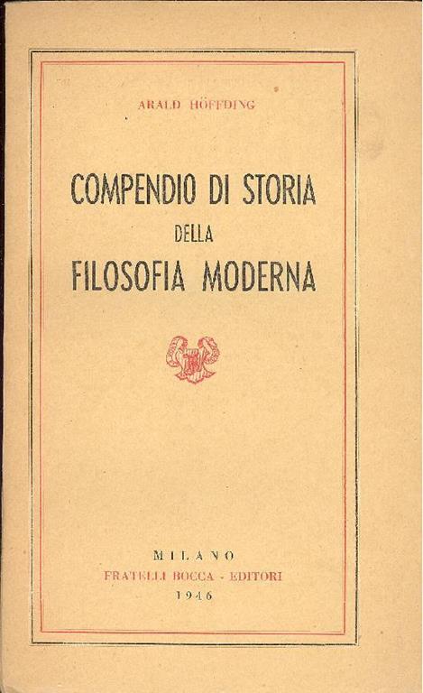 Compendio di storia della filosofia moderna - Harold Hoffding - copertina