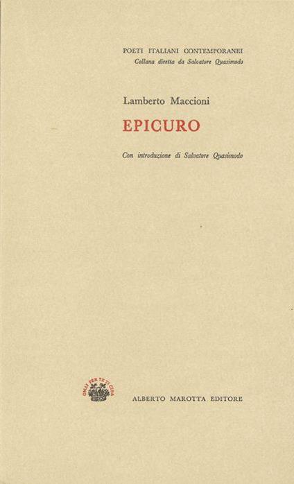 Epicuro - Lamberto Maccioni - copertina