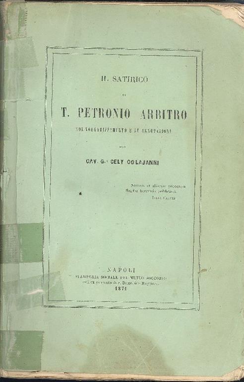 Il satirico - Arbitro Petronio - copertina