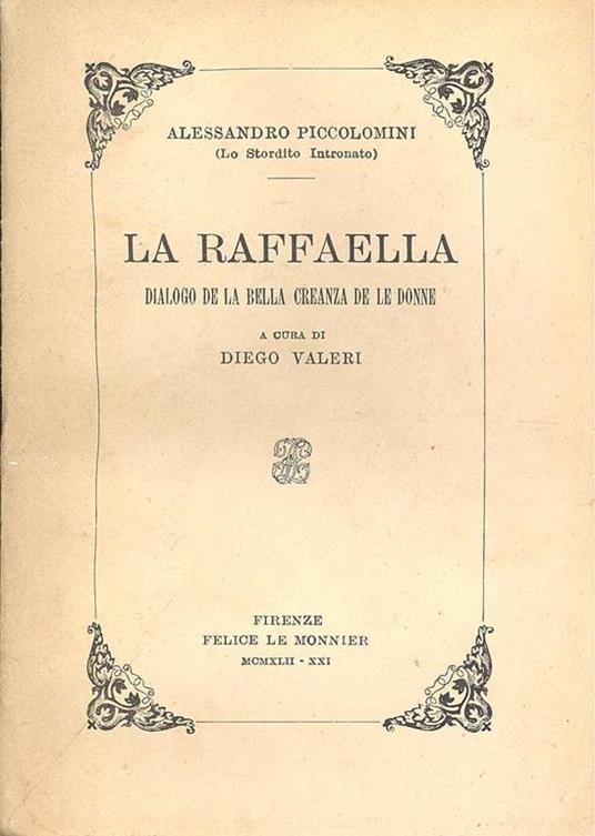La Raffaella. Dialogo de la bella creanza de le donne - Alessandro Piccolomini - copertina
