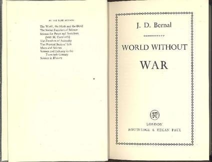 World without war - John D. Bernal - copertina