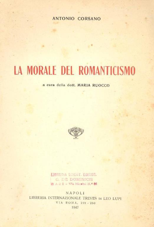 La morale del Romanticismo - Antonio Corsano - copertina