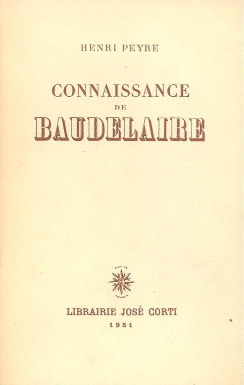 Connaissance de Baudelaire - Henri Peyre - copertina