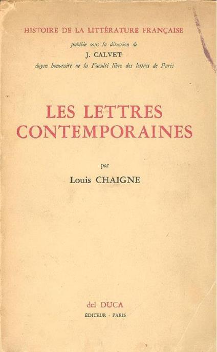 Les Lettres Contemporaines - Louis Chaigne - copertina