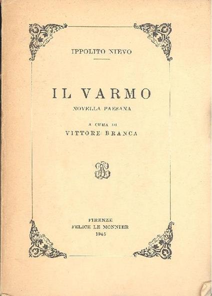 Il Varmo (Novella paesana) - Ippolito Nievo - copertina