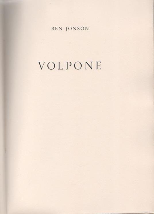 Volpone - Ben Jonson - copertina