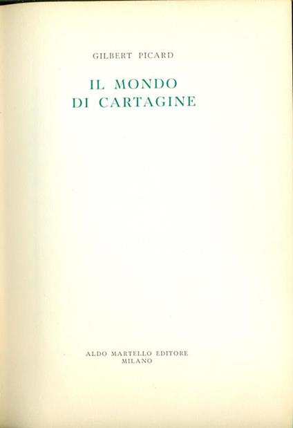 Il mondo di Cartagine - Gilbert Picard - copertina