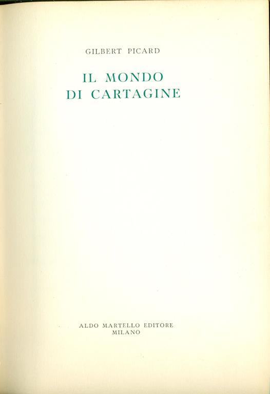 Il mondo di Cartagine - Gilbert Picard - copertina
