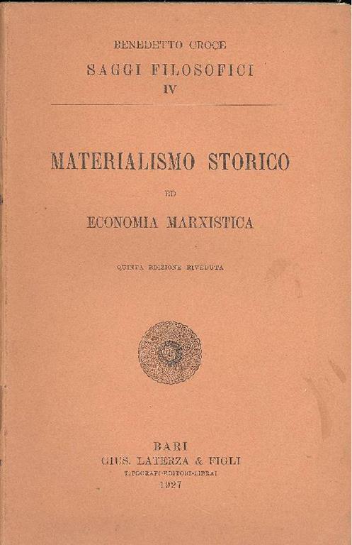 Materialismo storico ed economia marxista - Benedetto Croce - copertina