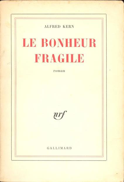 Le bonheur fragile - Alfred Kern - copertina