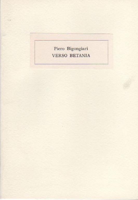 Verso Betania - Piero Bigongiari - copertina