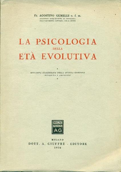 La psicologia della età evolutiva - Agostino Gemelli - copertina