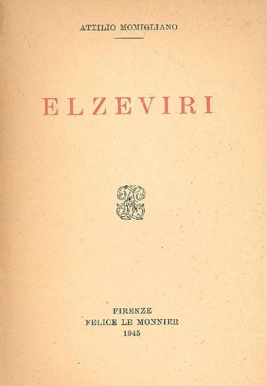 Elzeviri - Attilio Momigliano - copertina
