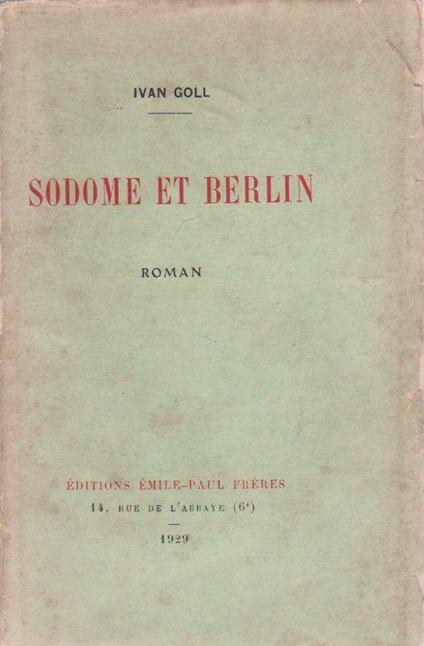 Sodome et Berlin - Ivan Goll - copertina