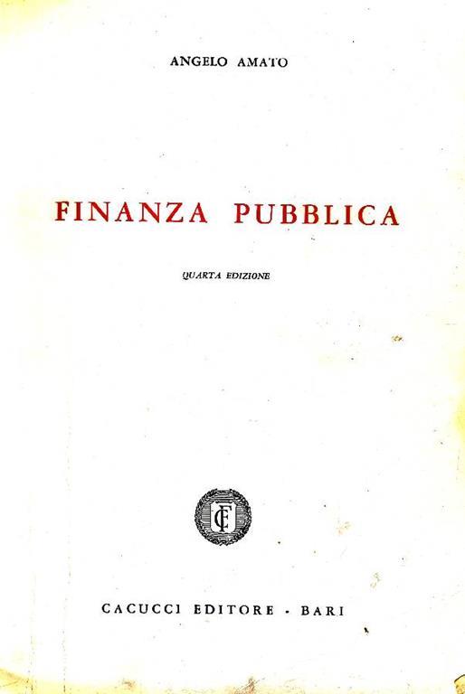 Finanza pubblica - Angelo Amato - copertina