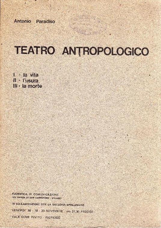 Teatro antropologico - Antonio Paradiso - copertina