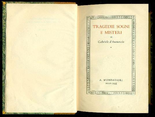 Tragedie sogni e misteri - Gabriele D'Annunzio - copertina
