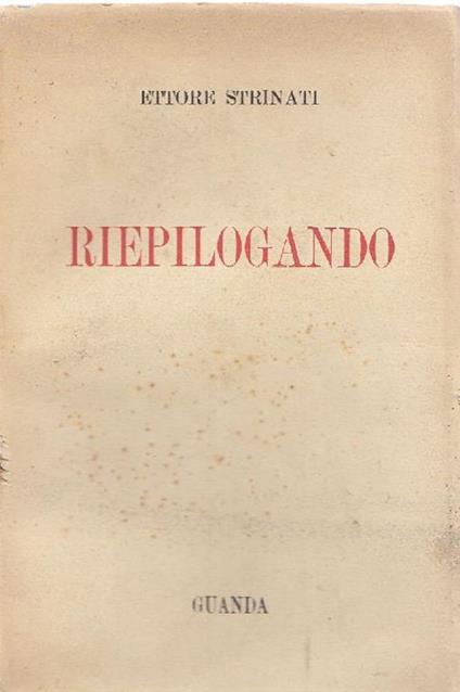 Riepilogando - Ettore Strinati - copertina