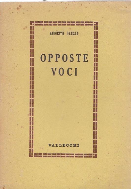 Opposte voci - Augusto Garsia - copertina