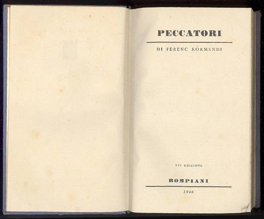 Peccatori - Ferenc Kormendi - copertina