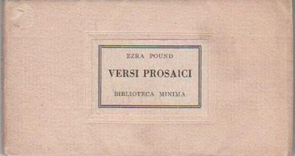 Versi prosaici - Ezra Pound - copertina