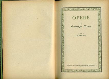 Opere - Giuseppe Giusti - copertina