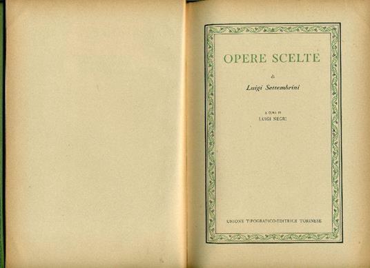 Opere scelte - Luigi Settembrini - copertina
