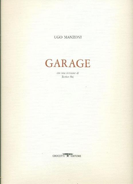 Garage - Ugo Manzoni - copertina
