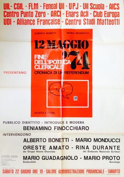 12 maggio '74 Fine dell'ipoteca clericale. Cronaca di un referendum - Lamberto Pignotti - copertina