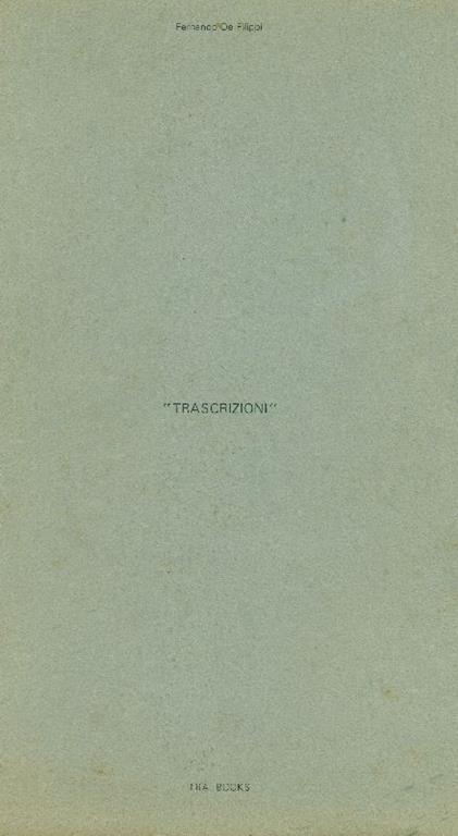 'Trascrizionì' - Fernando De Filippi - copertina