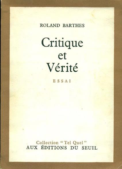 Critique et Vérité - Roland Barthes - copertina