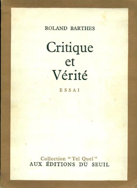 Critique et Vérité - Roland Barthes - copertina