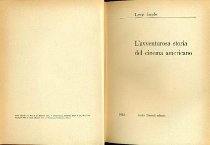 L' avventurosa storia del cinema americano - Lewis Jacobs - copertina