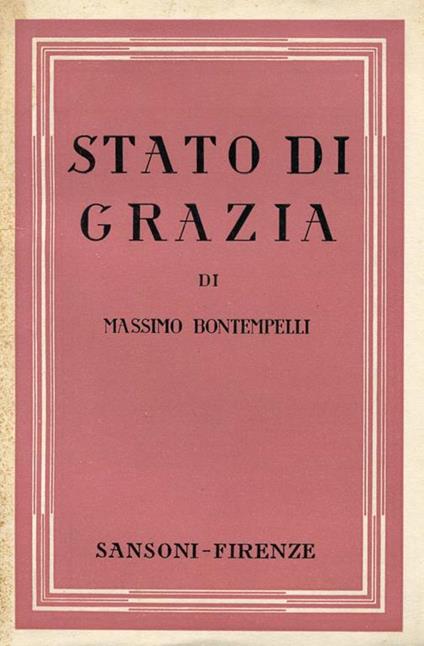 Stato di grazia - Massimo Bontempelli - copertina