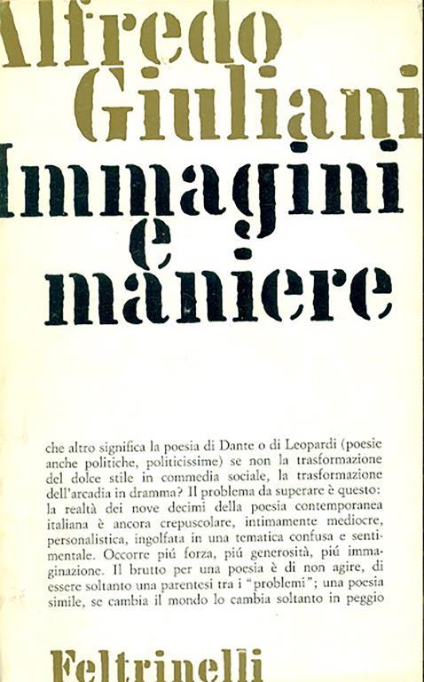Immagini e maniere - Alfredo Giuliani - copertina