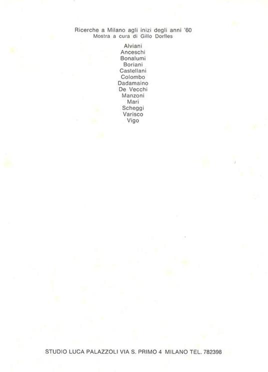 Ricerche a Milano agli inizi degli anni '60 - Gillo Dorfles - copertina