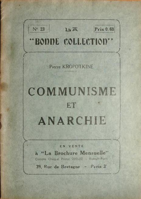 Communisme et Anarchie. Prima edizione - Pëtr A. Kropotkin - copertina