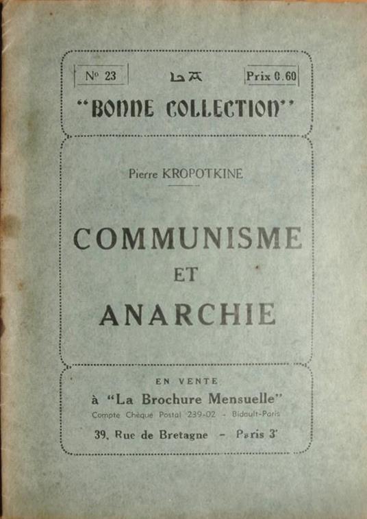 Communisme et Anarchie. Prima edizione - Pëtr A. Kropotkin - copertina