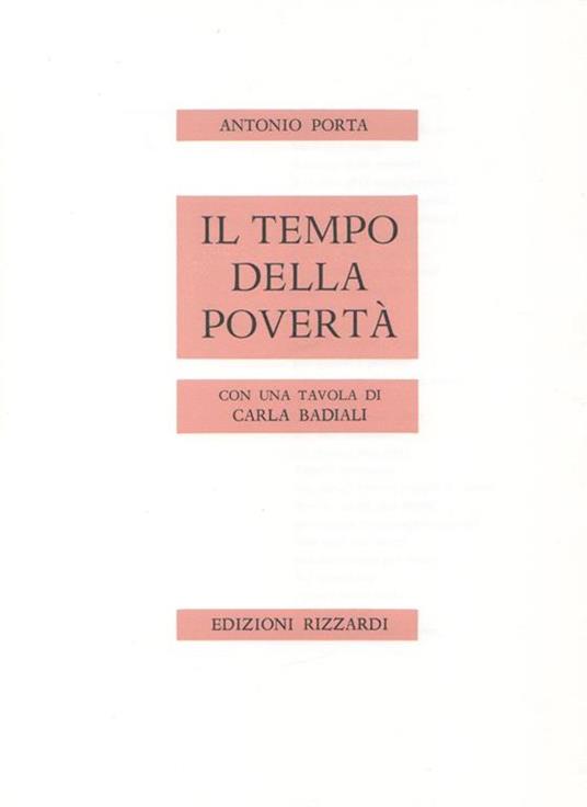 Il tempo della povertà - Antonio Porta - copertina
