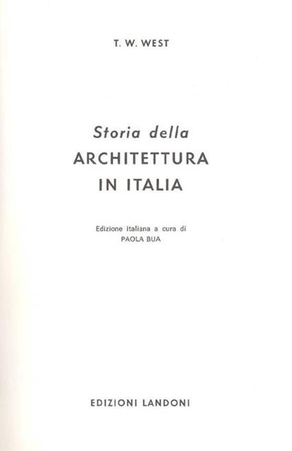 Storia della architettura in Italia - T. W. West - copertina