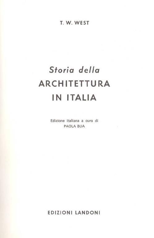 Storia della architettura in Italia - T. W. West - copertina