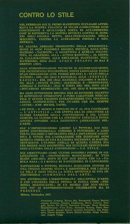 Contro lo stile. Contre le style. The end of style - 2